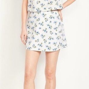 Women's Old Navy High Waist Linen Blend Mini Floral Skort Size L